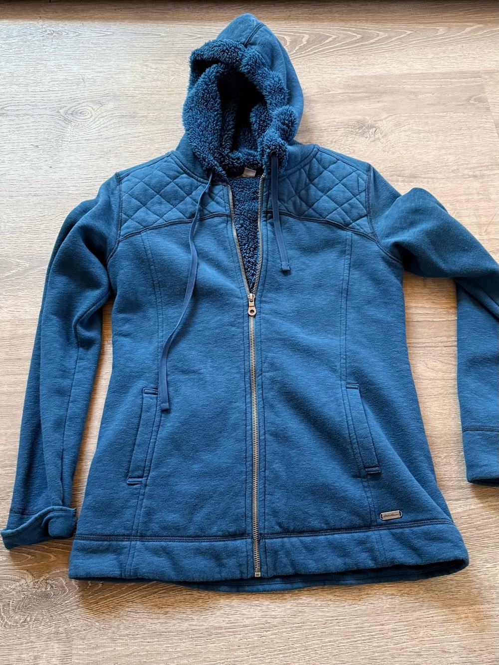 Eddie Bauer Quilted Sherpa-Lined Hooded Jacket - Teal